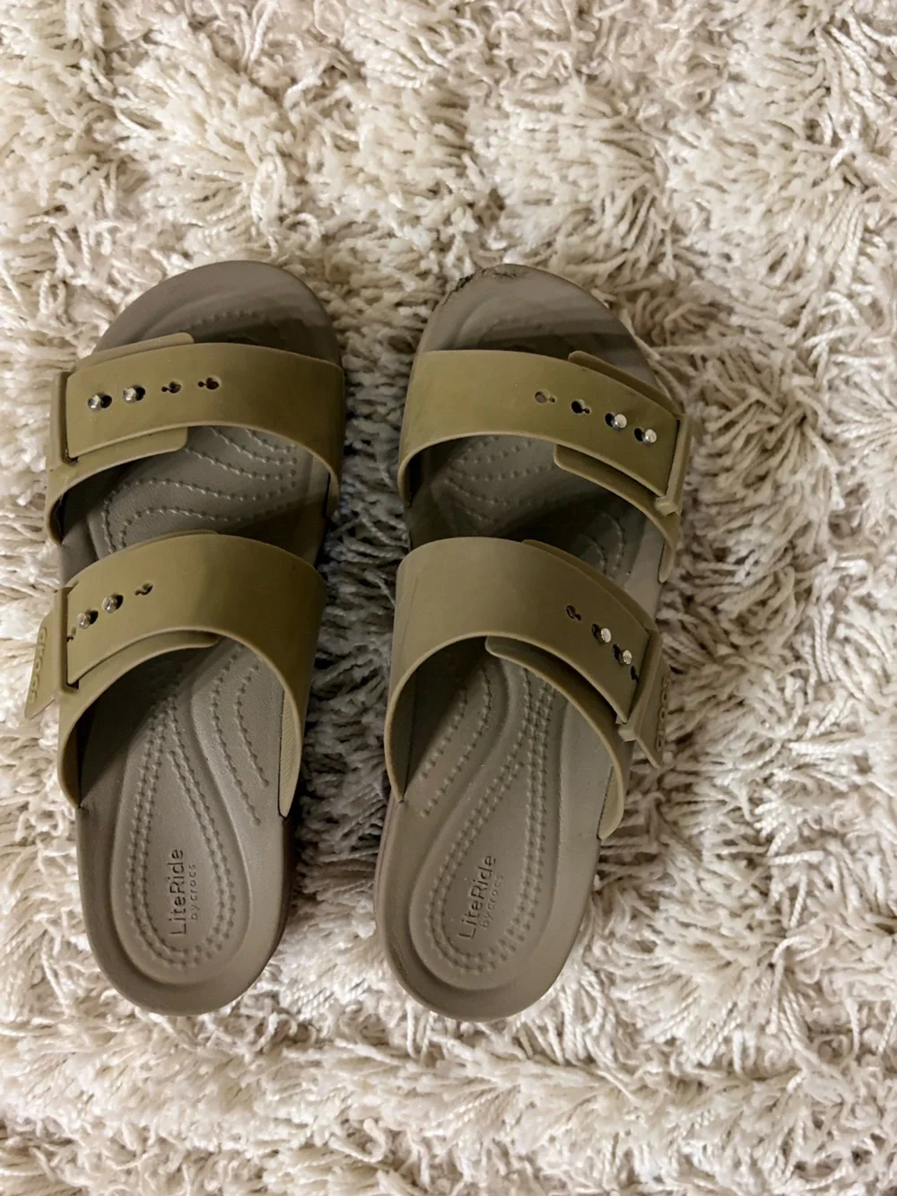Crocs Women's Brooklyn Buckle Low Wedges - Khaki - Picture 2 of 6